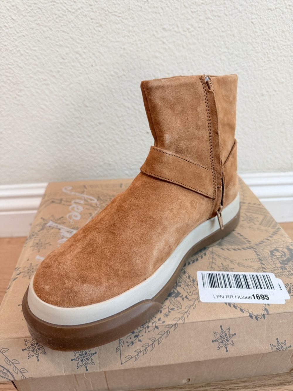 Free People Bodhi Harness Bootie 7.5 Tan Suede Sneaker Boot NEW - Picture 3 of 7